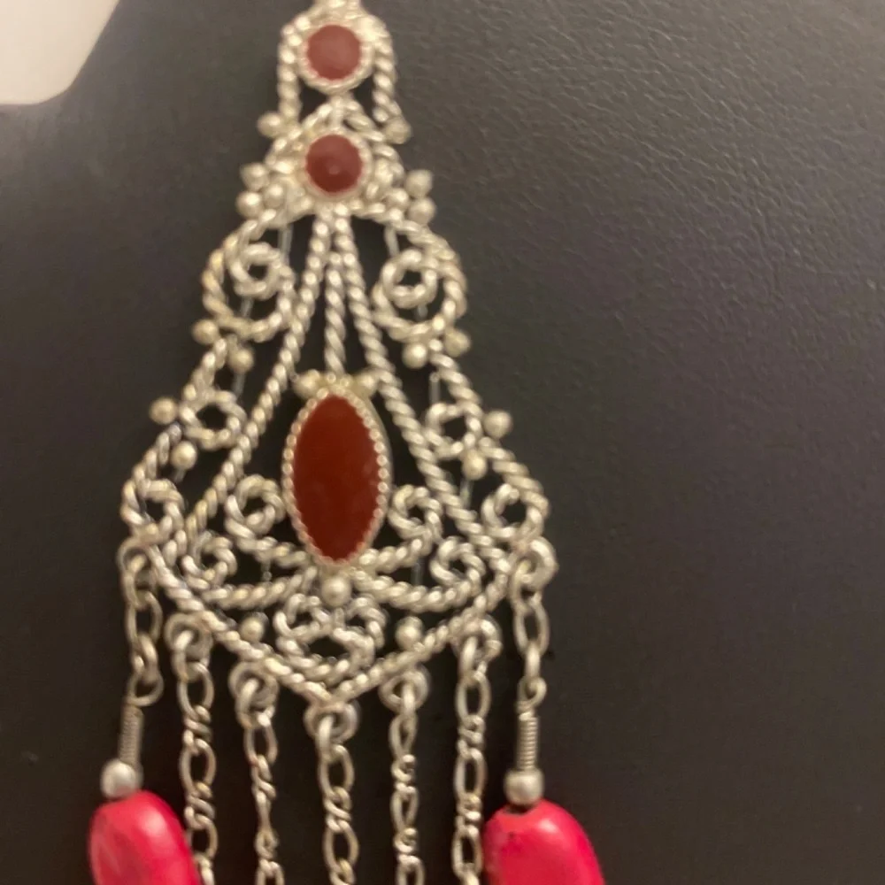 Elegant Dark Red Chandelier Earrings